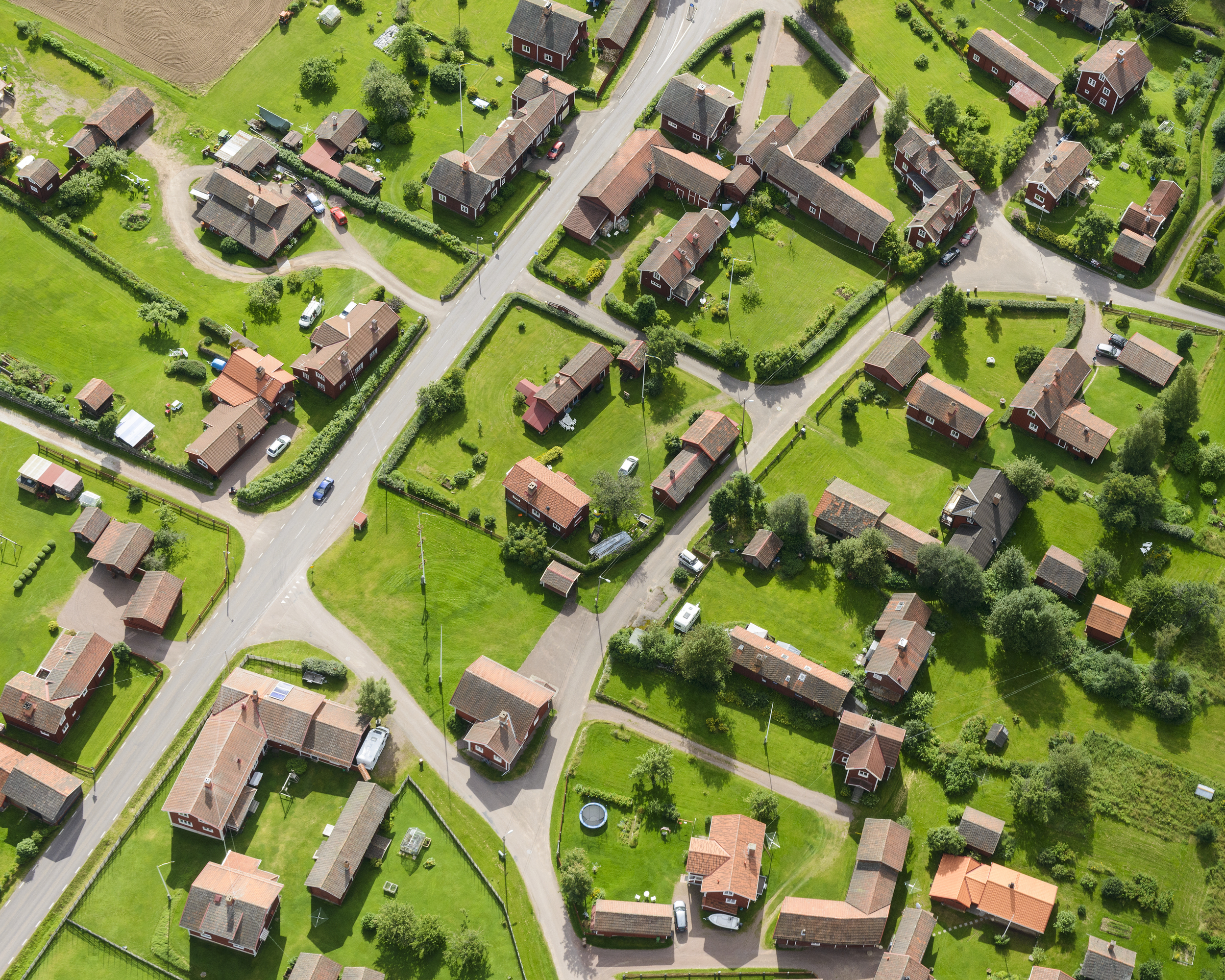 Flygfoto över villakvarter