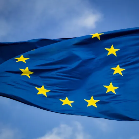 Eu-flagga fladdrar i vinden